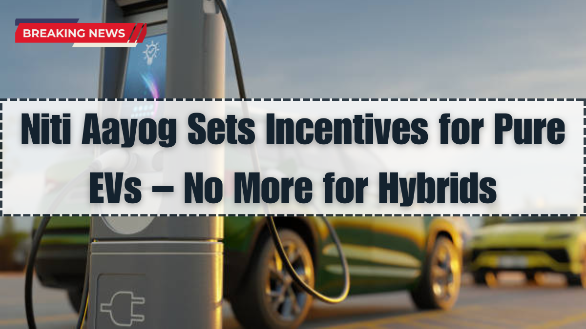 Niti Aayog Sets Incentives for Pure EVs – No More for Hybrids